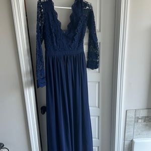 Full length navy blue dress